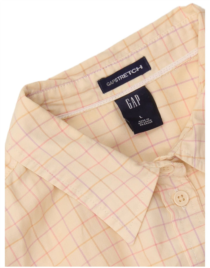 Gap Damen-Hemd mit 3/4-Ärmeln, UK 16, Größe L, beige kariert