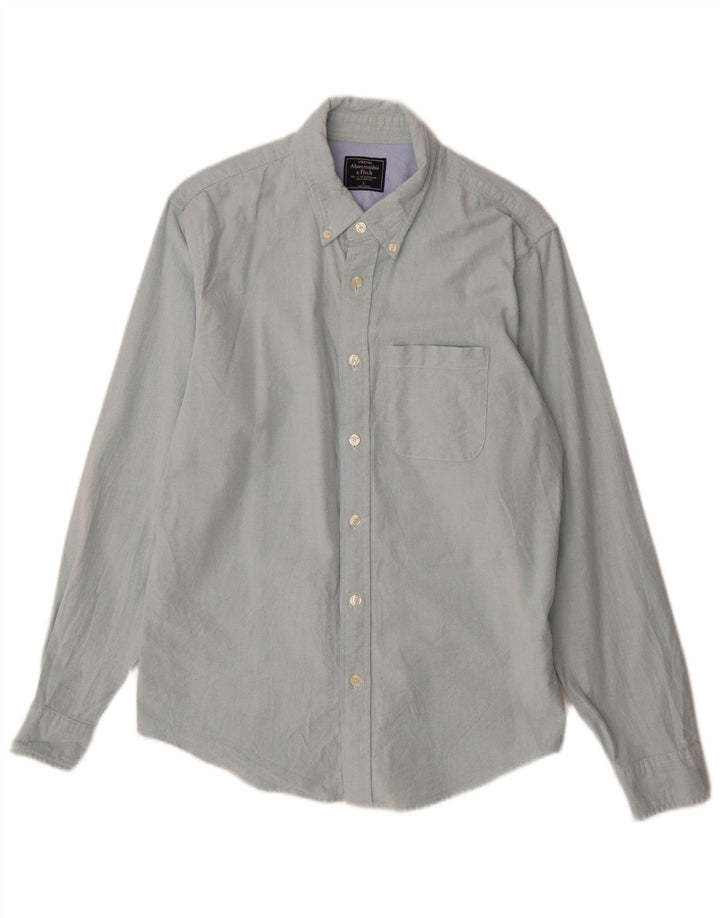 Abercrombie & Fitch Herren Stretch-Hemd, Größe L, Blau, Baumwolle