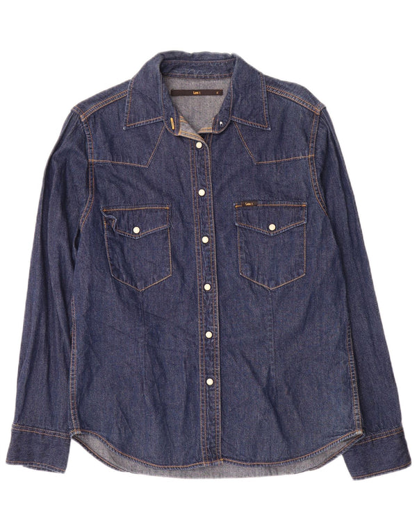 Lee Damen Langarm-Jeanshemd mit normaler Passform, UK 18, XL, Marineblau, Baumwolle