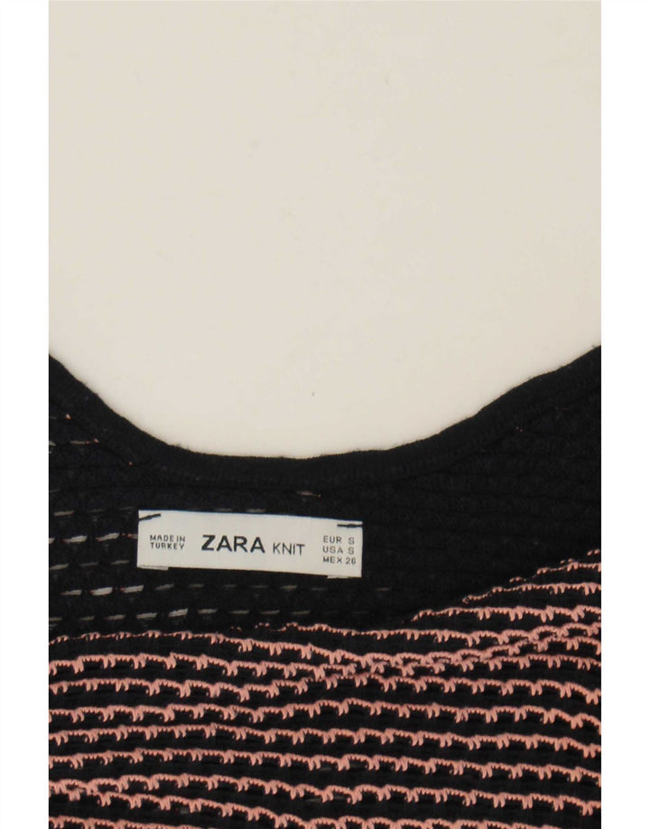 Zara Damen Crop Cami Top UK 10 Small Marineblau gestreift