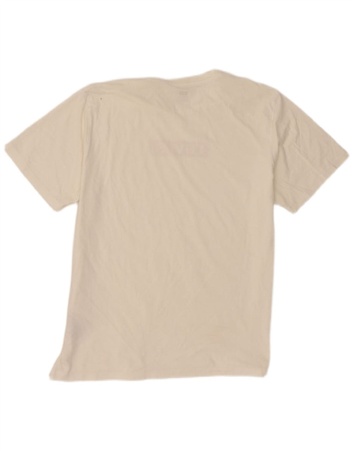 Levi's Herren-T-Shirt mit Grafik, Größe L, cremefarbene Baumwolle