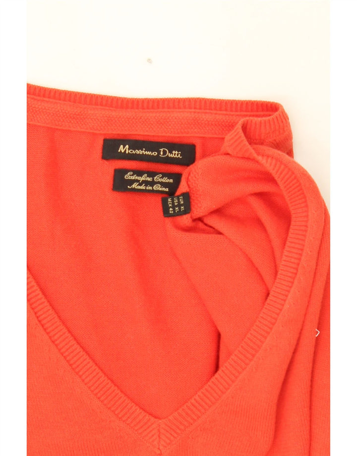 MASSIMO DUTTI Mens V-Neck Jumper Sweater XL Orange Vintage Massimo Dutti and Second-Hand Massimo Dutti from Messina Hembry 