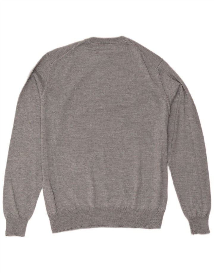 Trussardi Herren-Pullover mit Rundhalsausschnitt aus mittelgrauer Wolle
