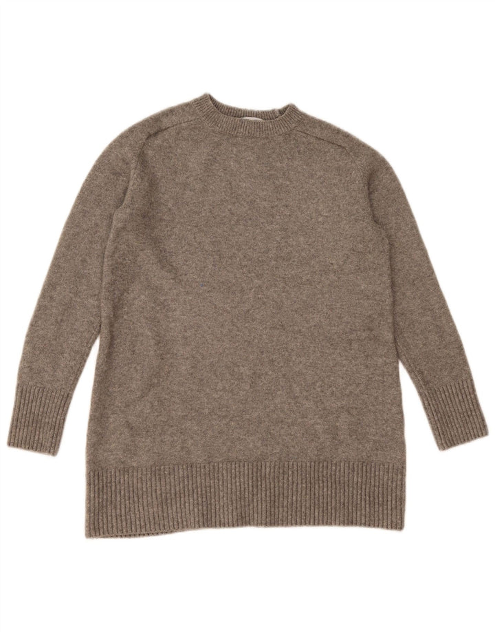 Zara Damen-Pullover mit U-Boot-Ausschnitt, UK 12, mittelgrau geflecktes Polyester