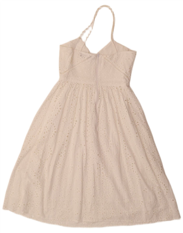 ZARA Damen Sommerkleid UK 6 XS Weiße Baumwolle