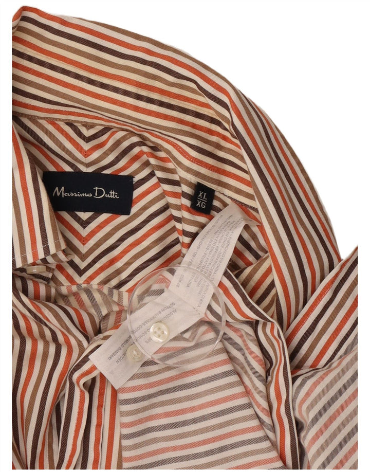Massimo Dutti Herrenhemd XL Mehrfarbige Nadelstreifen-Baumwolle