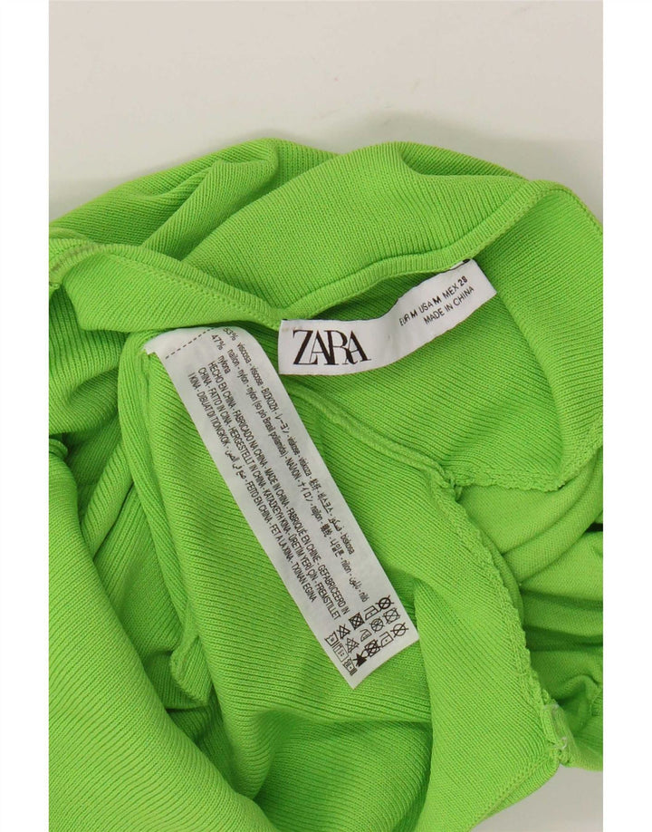 Zara Damen Crop Off Shoulder Top UK 12 Mittelgrüne Viskose