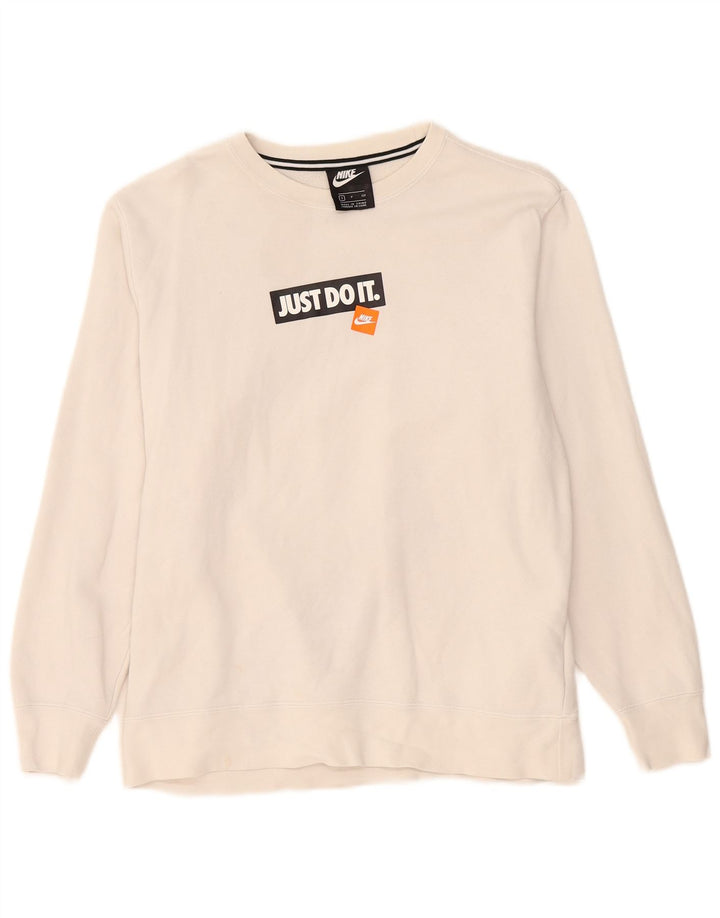 Nike Herren-Sweatshirt mit Grafik, Größe S, weiße Baumwolle