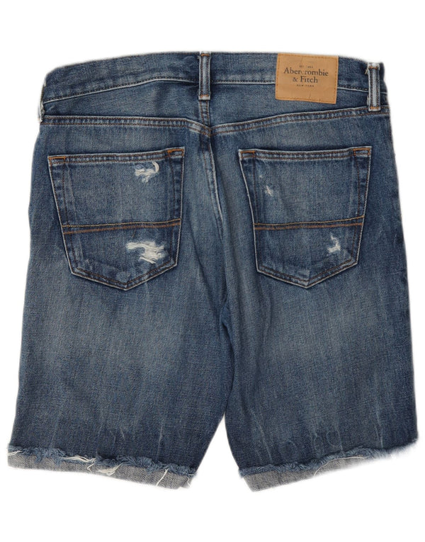 Abercrombie & Fitch Herren-Jeansshorts im Used-Look, W32, Größe L, Blau, Baumwolle