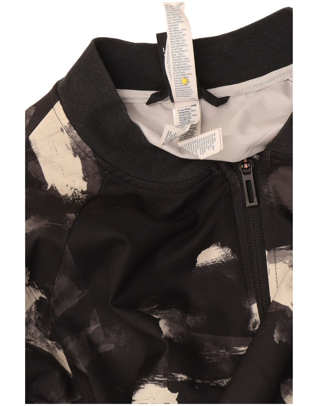 Adidas Damen-Trainingsanzug mit abstraktem Muster, Top-Jacke, UK 10, Größe S, Schwarz