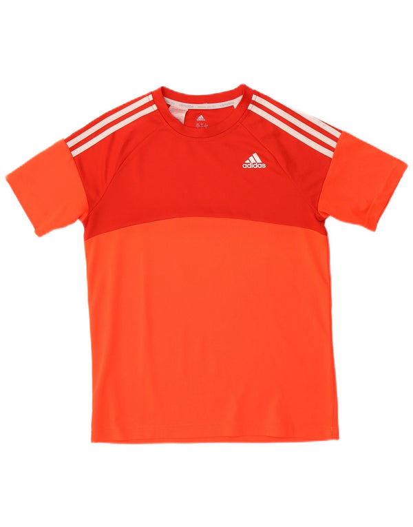 ADIDAS Jungen Climalite T-Shirt Top 13-14 Jahre Orange Farbblock