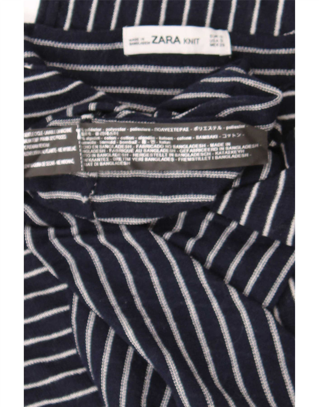 Zara Damen-Oversize-Top mit 3/4-Ärmeln, Größe S, Marineblau, gestreift