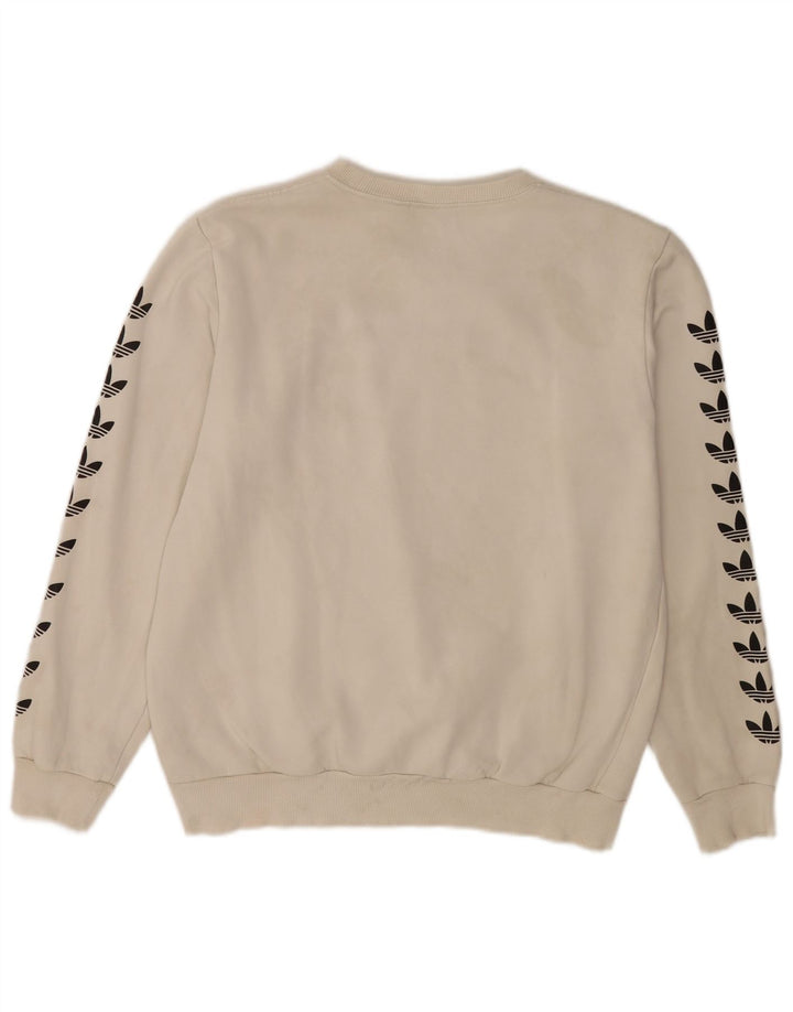 Adidas Damen Grafik-Sweatshirt-Pullover UK 14 Mittelweiße Baumwolle
