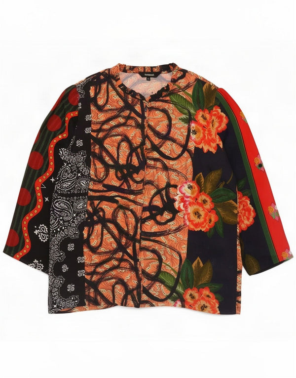 Desigual Womens Abstract Pattern Shirt Bluse UK 18 XL Mehrfarbig
