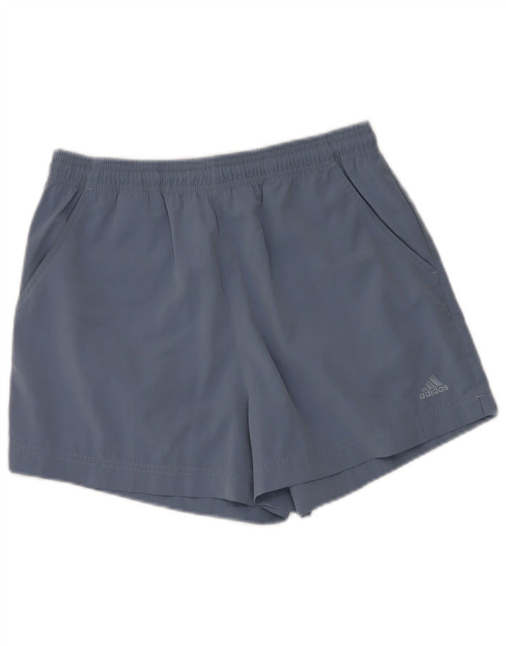 Adidas Damen Sportshorts UK 12 Mittelblaues Polyester