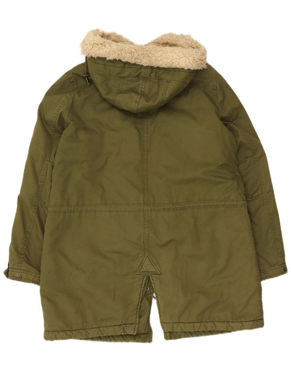 Zara Damen Kapuzen-Sherpa-Parkajacke UK 18 XL Khaki