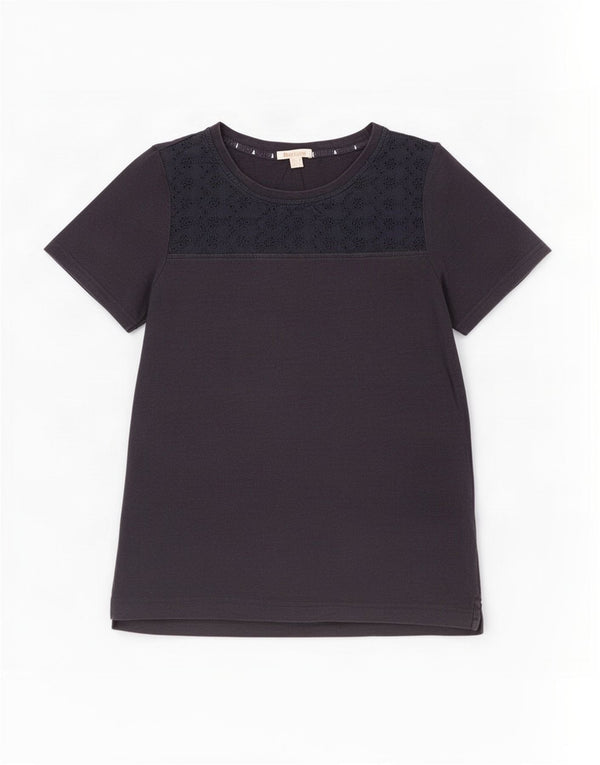 Barbour Damen T-Shirt Top UK 10 Small Marineblau Baumwolle