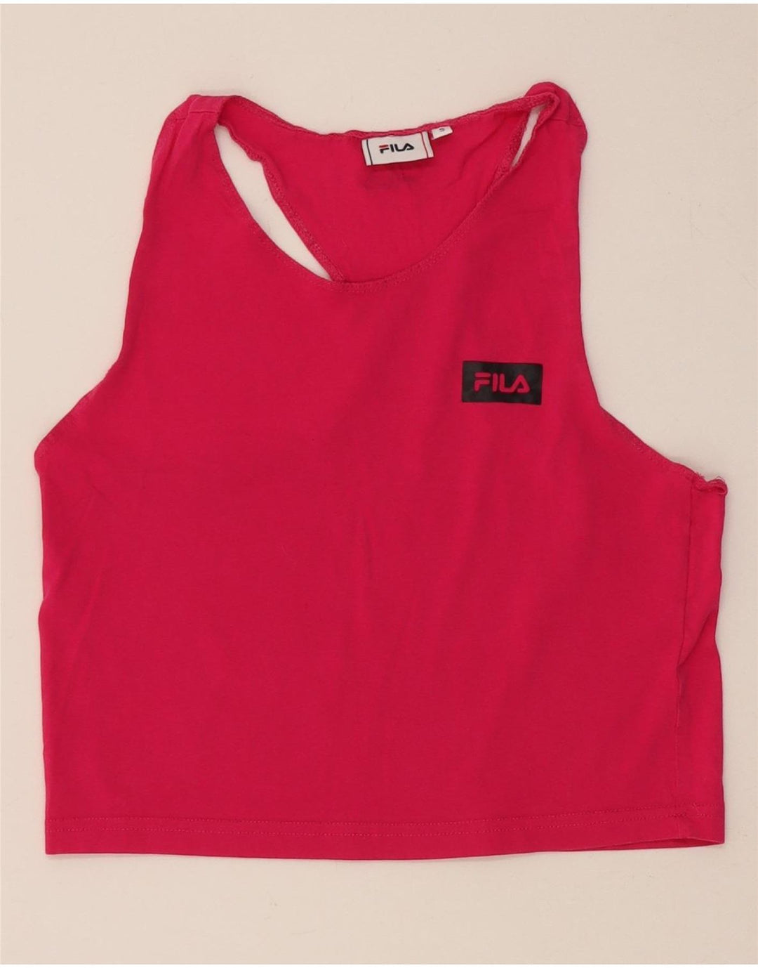 FILA Damen Crop Vest Top UK 8 Small Rosa Baumwolle
