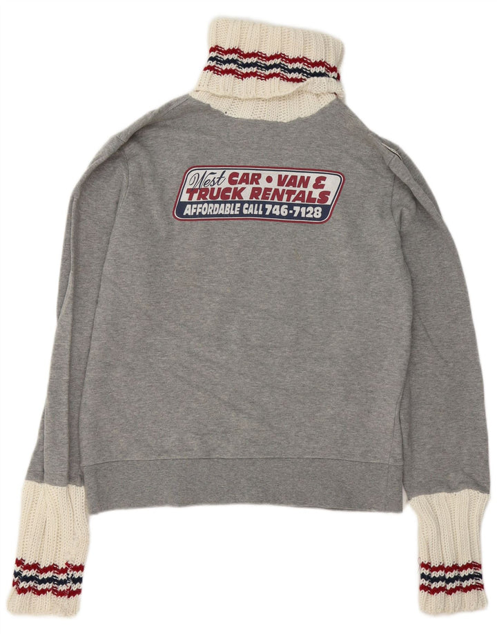 Zu Elements Damen Grafik-Sweatshirt-Pullover UK 16 Large Grau Farbblock