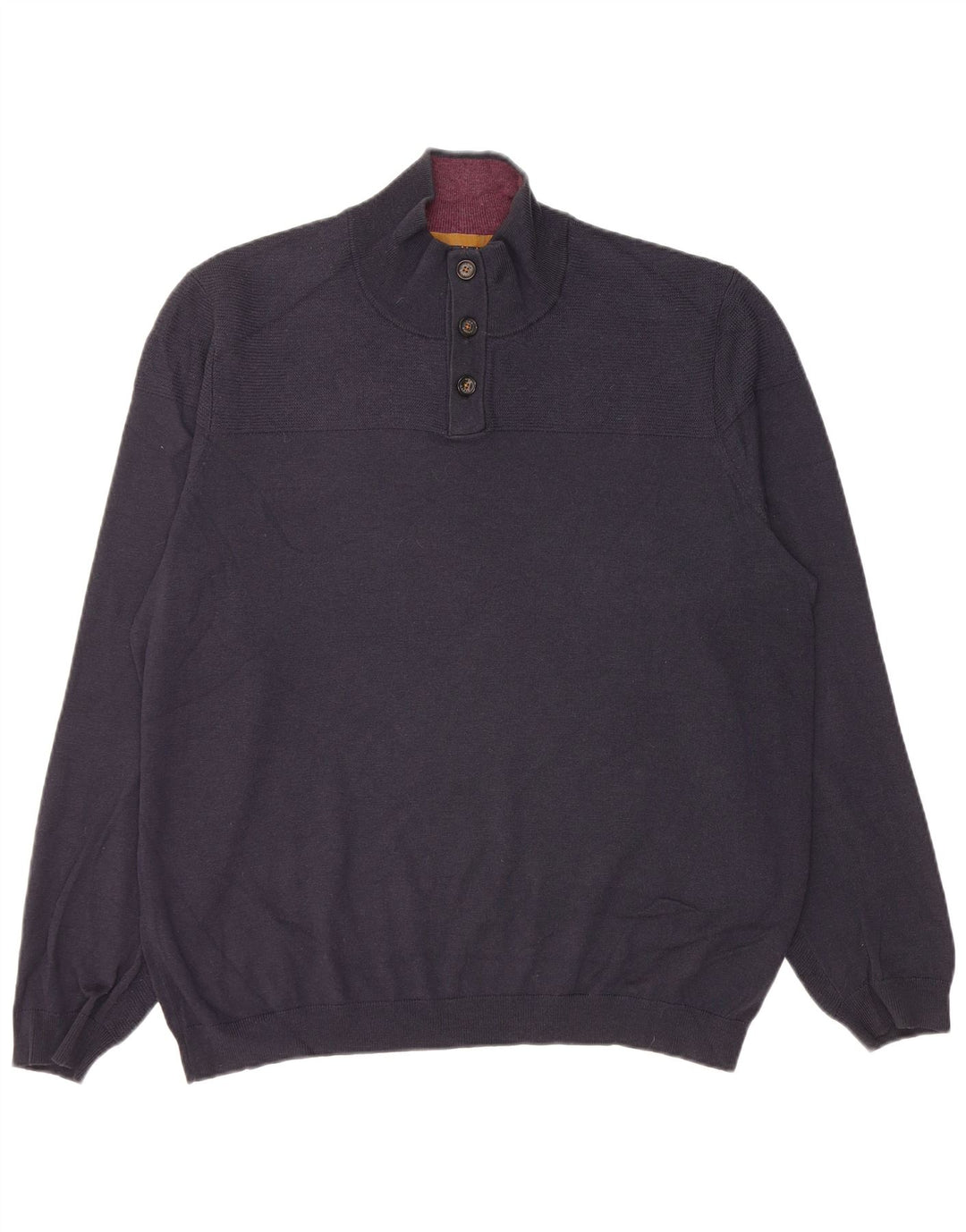 Ted Baker Herren-Pullover mit Knopfkragen, Größe 6 2XL, marineblaue Wolle