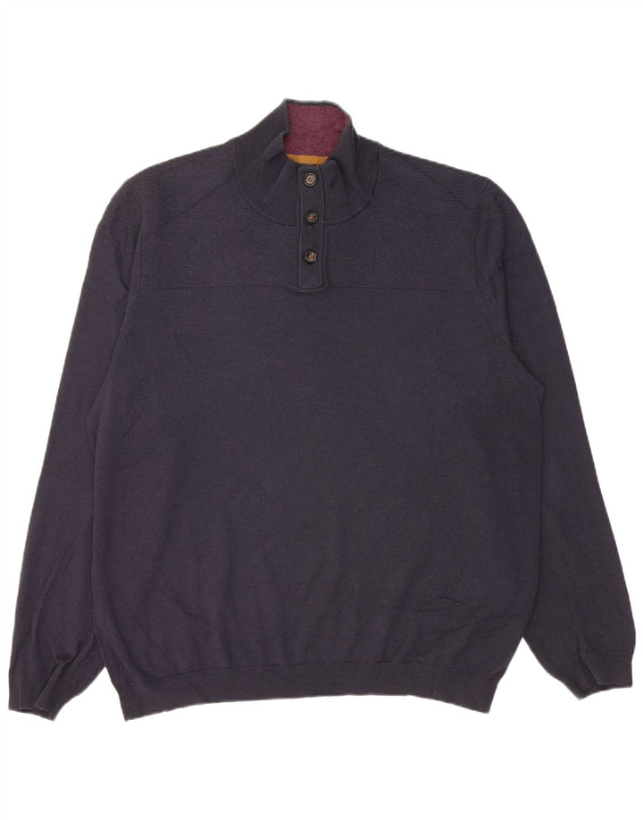 Ted Baker Herren-Pullover mit Knopfkragen, Größe 6 2XL, marineblaue Wolle