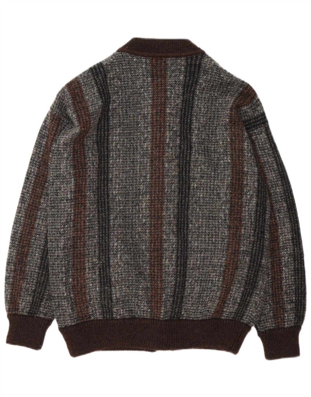 Lancetti Herren-Cardigan-Pullover Mittelgrau gestreift