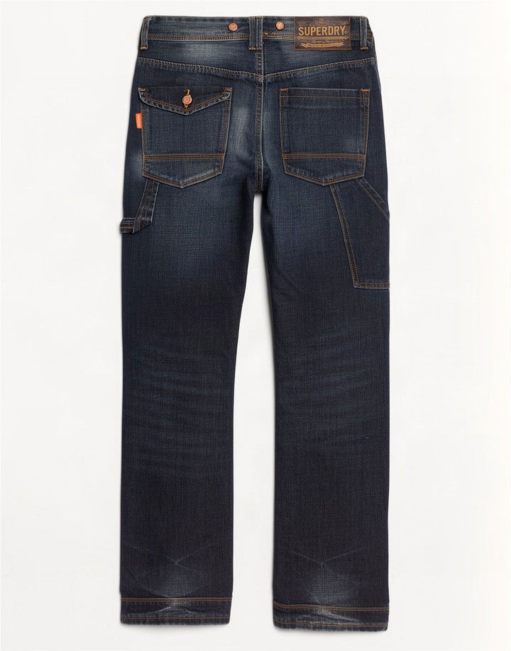 Superdry Herren Cargo Bootcut Jeans W27 L32 Marineblau Baumwolle