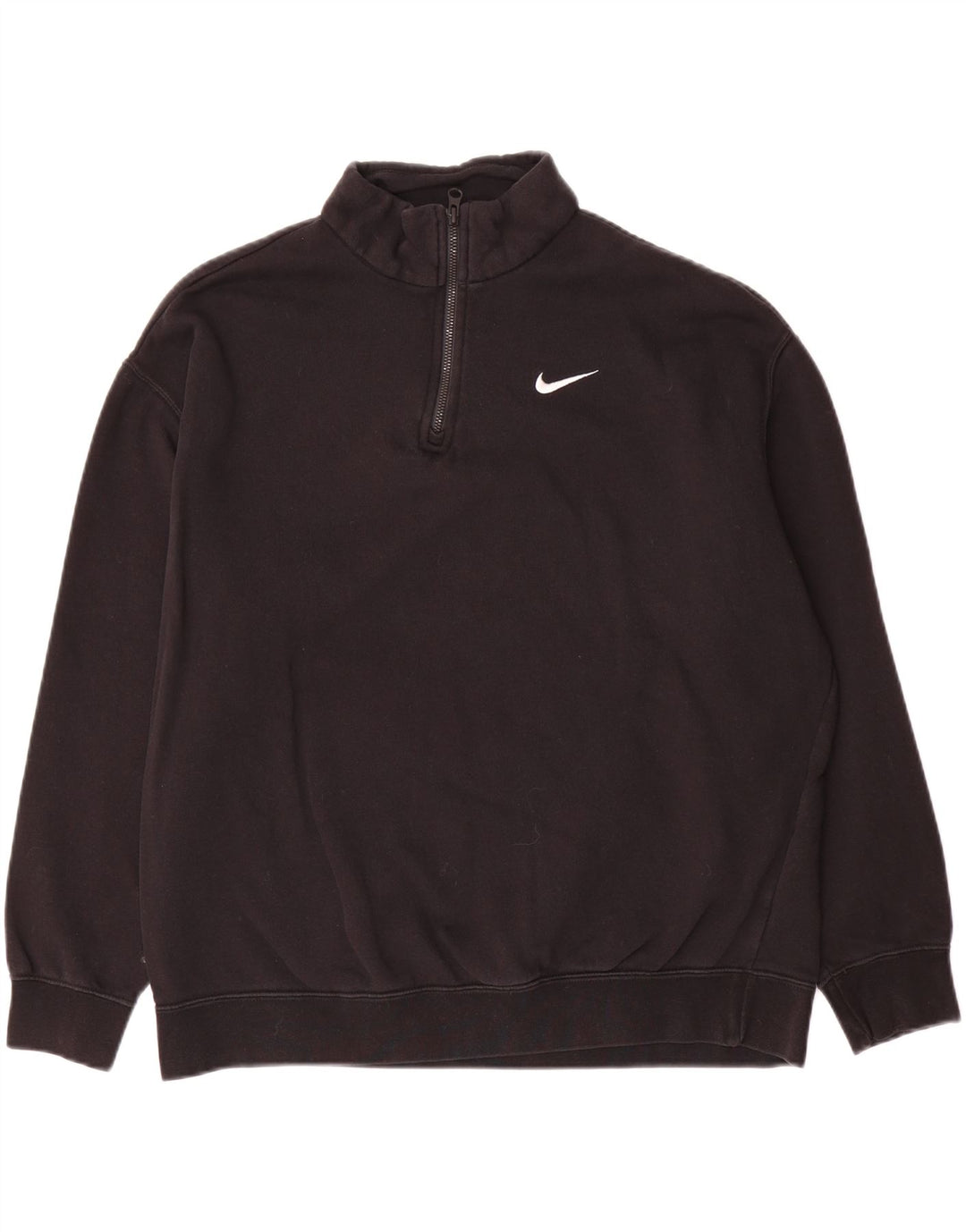 NIKE Herren-Sweatshirt mit lockerer Passform und Reißverschluss am Hals, Größe S, Schwarz, Baumwolle