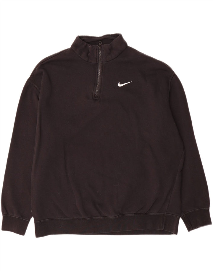 NIKE Herren-Sweatshirt mit lockerer Passform und Reißverschluss am Hals, Größe S, Schwarz, Baumwolle