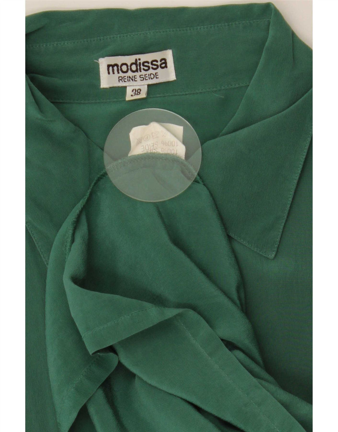 Reine Seide Damen Hemdbluse EU 38 Mittelgrüne Seide