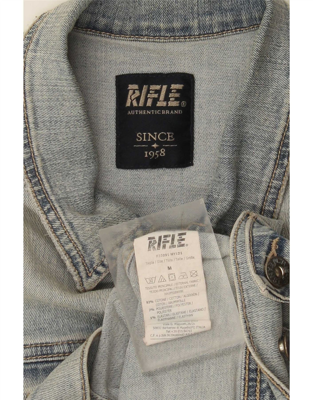 Rifle Herren-Jeansweste, UK 38, mittelblaue Baumwolle