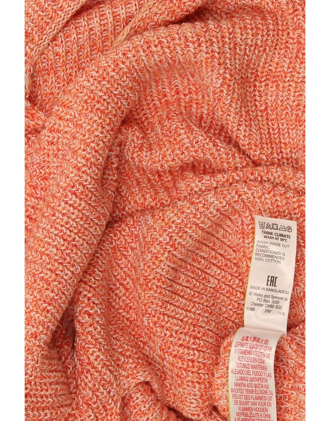 Marks & Spencer Damen-Pullover mit U-Boot-Ausschnitt, Gr. 14, Mittelorange meliert