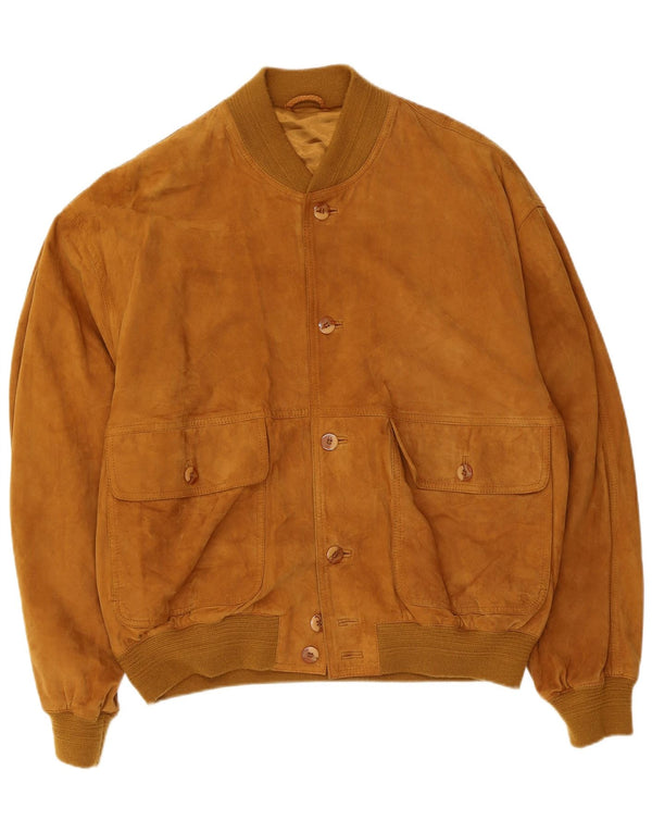 Vintage Herren Wildleder Bomberjacke UK 40 Großes braunes Leder
