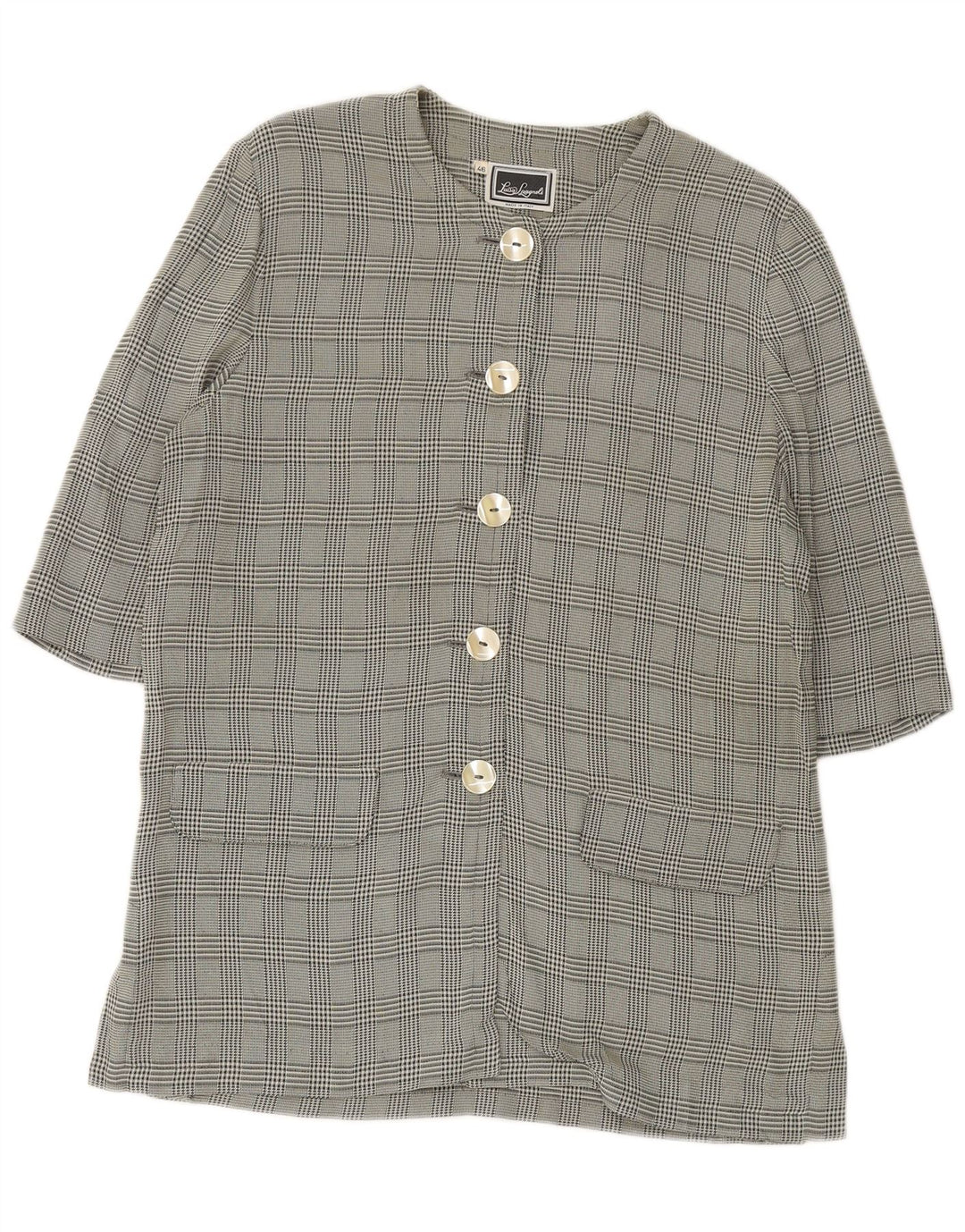 LUISA SPAGNOLI Damen-Blazerjacke mit 3/4-Ärmeln, IT 46, großes grünes Karomuster