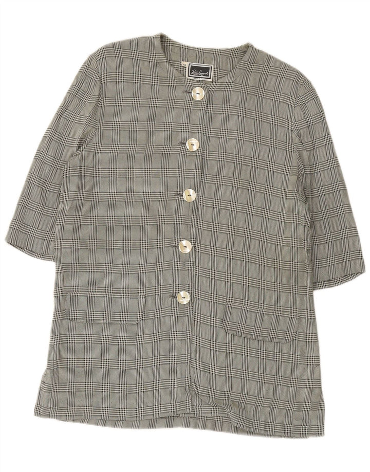 LUISA SPAGNOLI Damen-Blazerjacke mit 3/4-Ärmeln, IT 46, großes grünes Karomuster