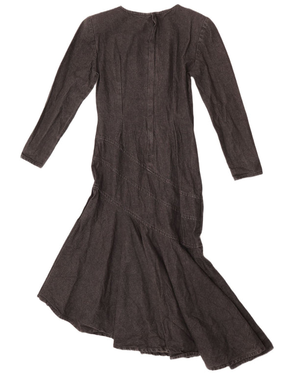 Paradise Damen Langarm-Denim-Meerjungfrauenkleid US 1 XS Schwarze Baumwolle