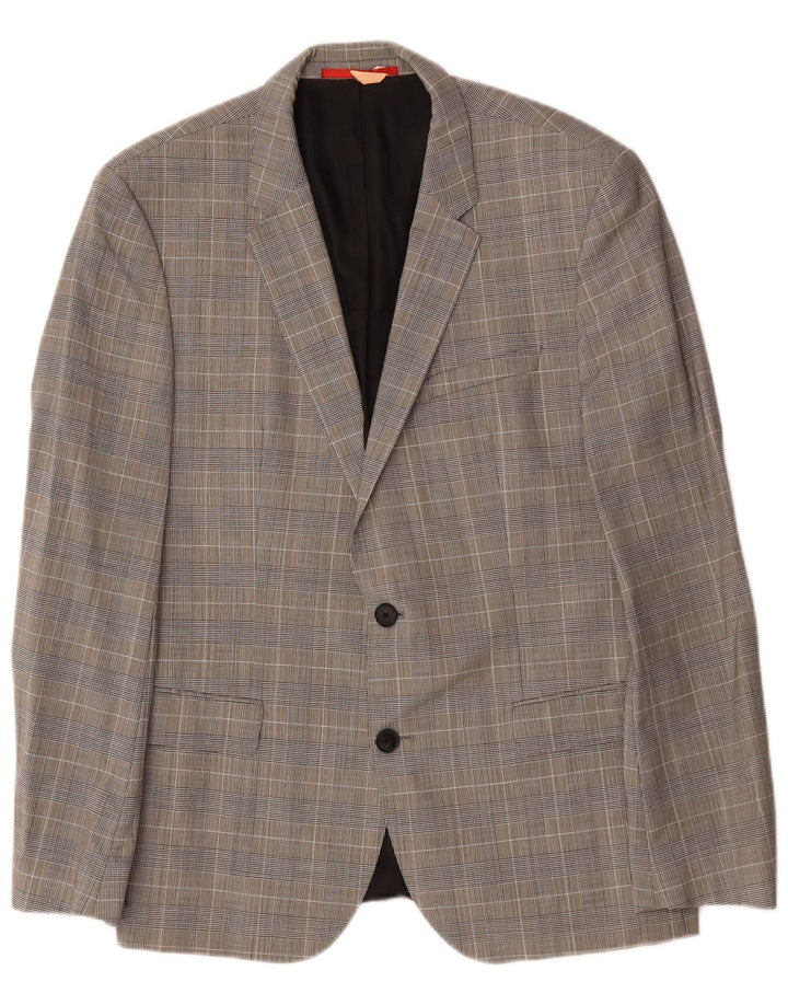 Hugo Boss Herren-Blazer mit 2 Knöpfen, EU 52, XL, graue Wolle mit Hahnentrittmuster