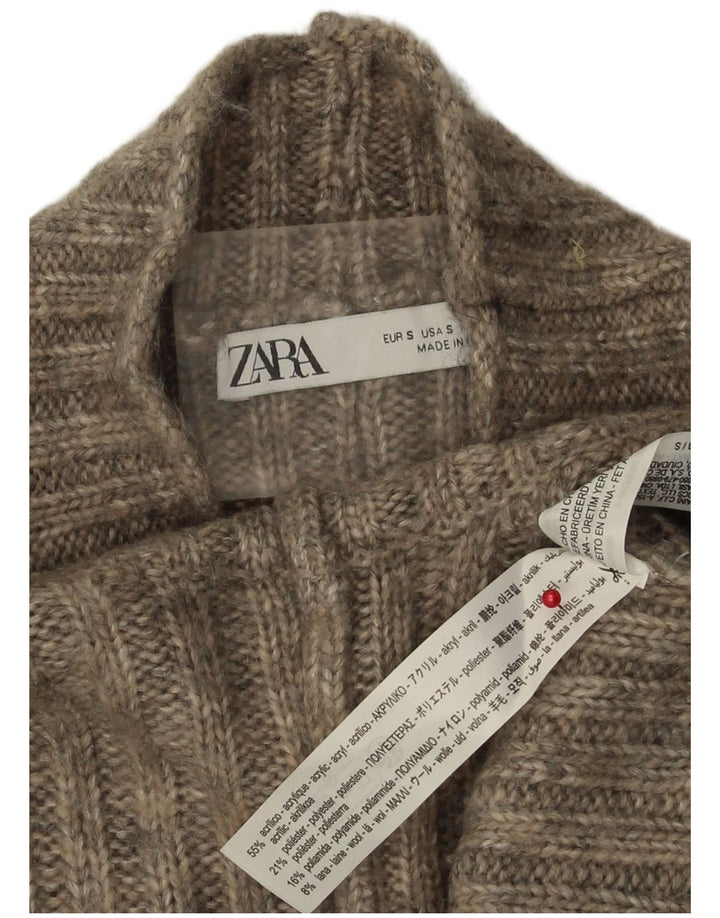 Zara Damen-Pullover mit Rollkragen, Gr. 10, Small, Grau, Acryl