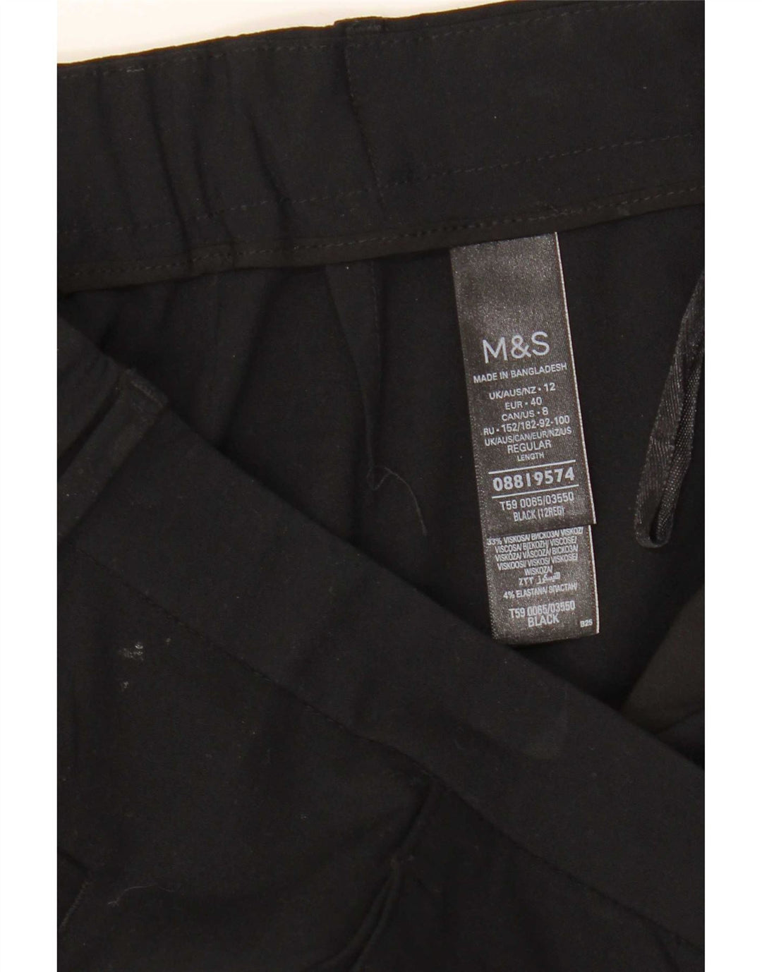 Marks & Spencer Slim Chino-Hose für Damen, UK 12, M, W31, L26, Schwarz