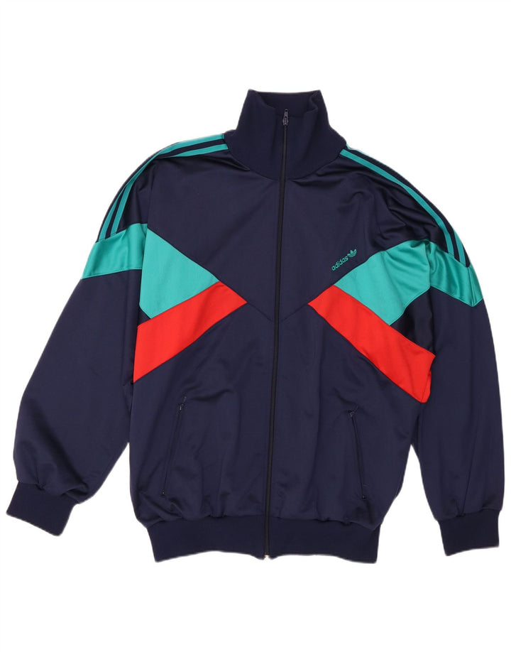 Adidas Herren Trainingsanzug Top Jacke 2XL Marineblau Colourblock Polyester