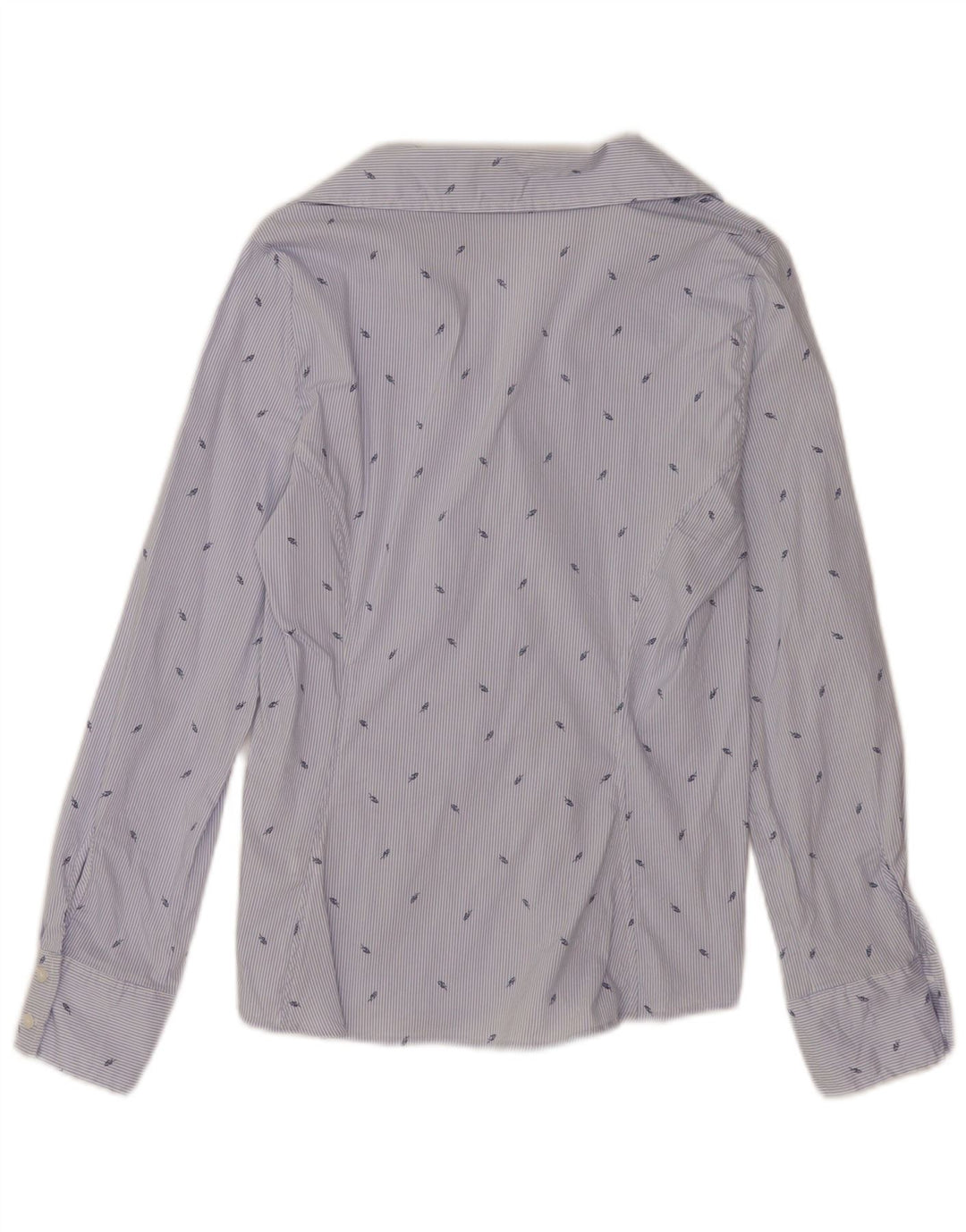 Zara Damenhemd UK 12 Mittelblaue Nadelstreifen-Baumwolle