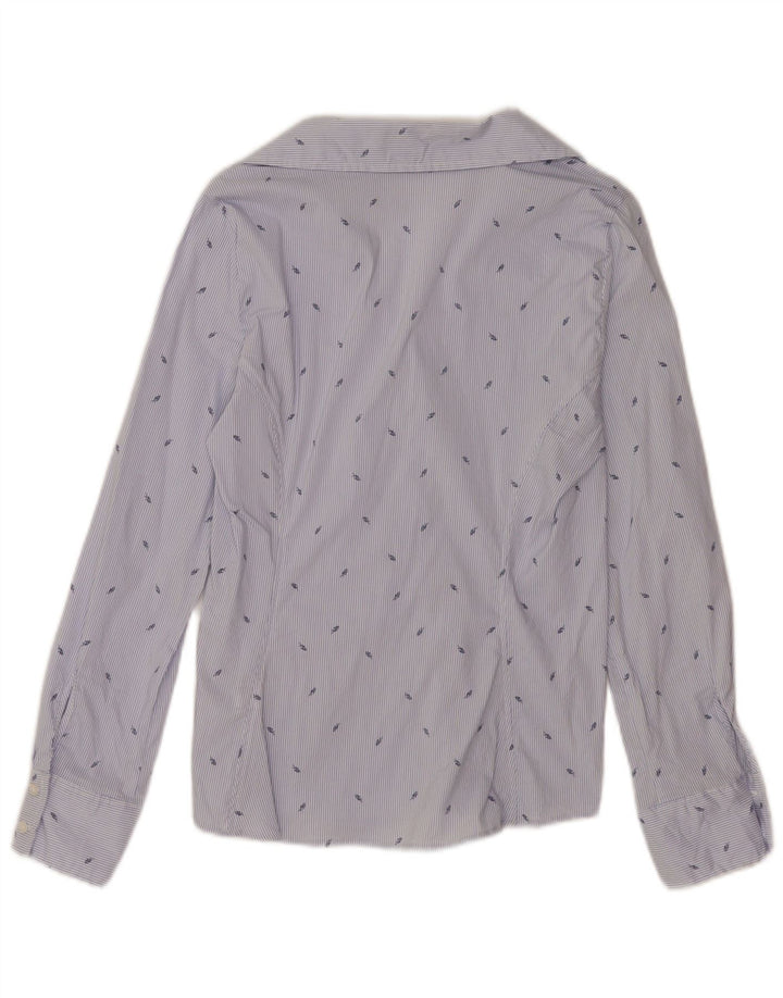Zara Damenhemd UK 12 Mittelblaue Nadelstreifen-Baumwolle