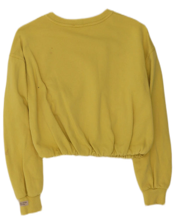 Benetton Girls Crop Sweatshirt Jumper 11-12 Years 2XL Yellow Cotton