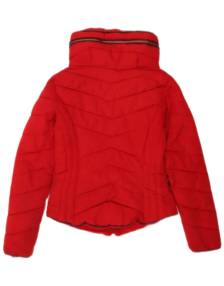 Zara Damen Kapuzenjacke, wattiert, UK 6, XS, Rot, Polyester