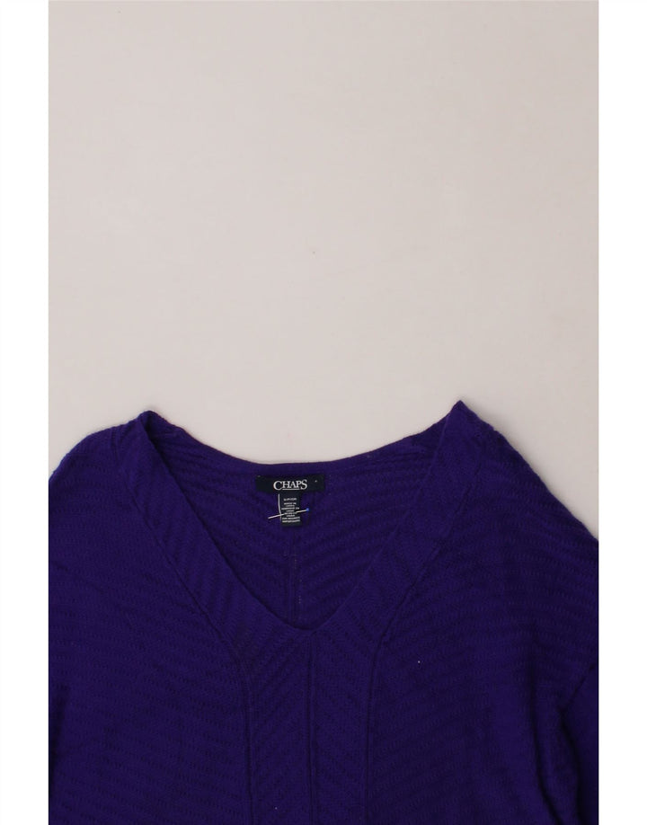 CHAPS Womens Oversized V-Neck Jumper Sweater UK 10 Small Purple Cotton Vintage Chaps and Second-Hand Chaps from Messina Hembry 