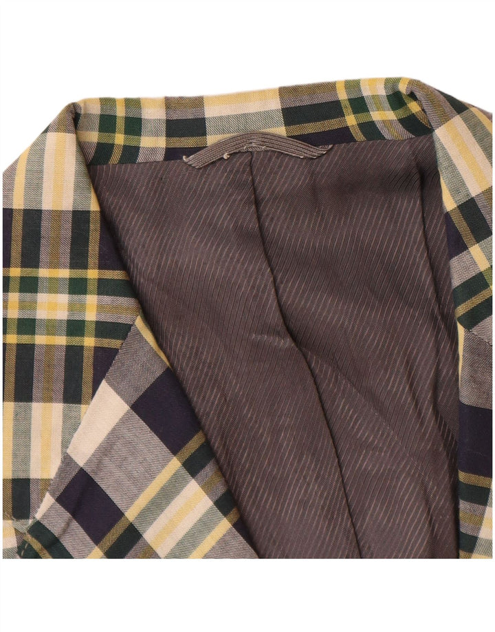 Vintage Herren 2-Knopf-Blazerjacke, klein, marineblau kariert