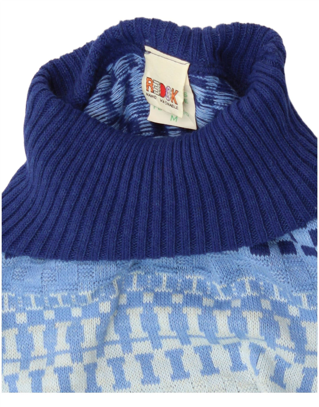 Redok Womens Crop Rollkragen Weste Tank Top UK 12 Mittelblau Geometrisch