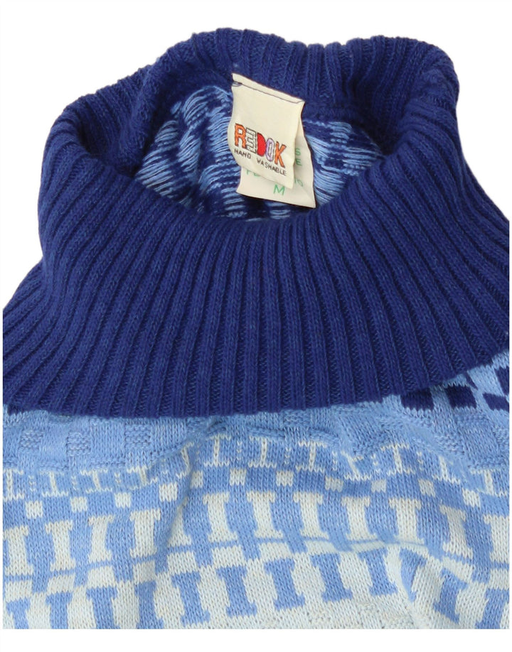 Redok Womens Crop Rollkragen Weste Tank Top UK 12 Mittelblau Geometrisch