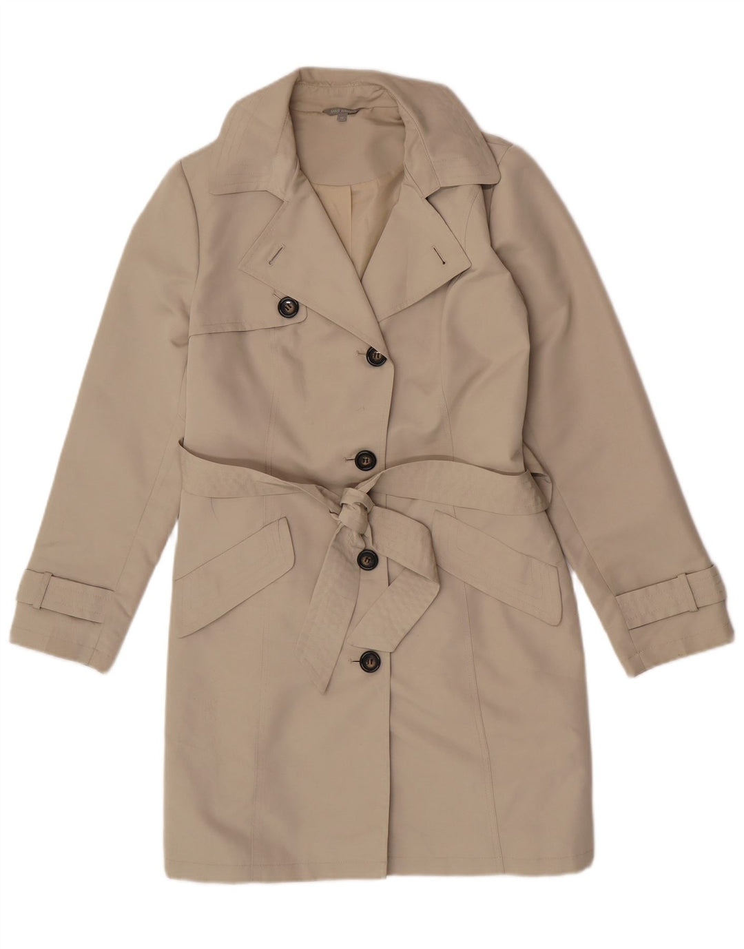 Marks & Spencer Damen Trenchcoat UK 12 Medium Beige Polyester Classic