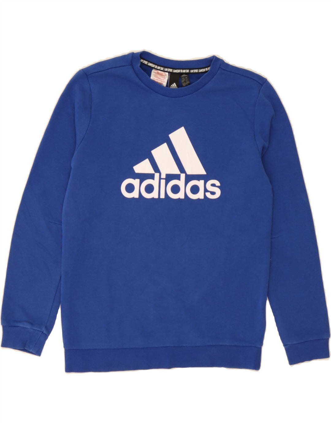 ADIDAS Boys Graphic Sweatshirt Jumper 10-11 Years  Blue Cotton Vintage Adidas and Second-Hand Adidas from Messina Hembry 